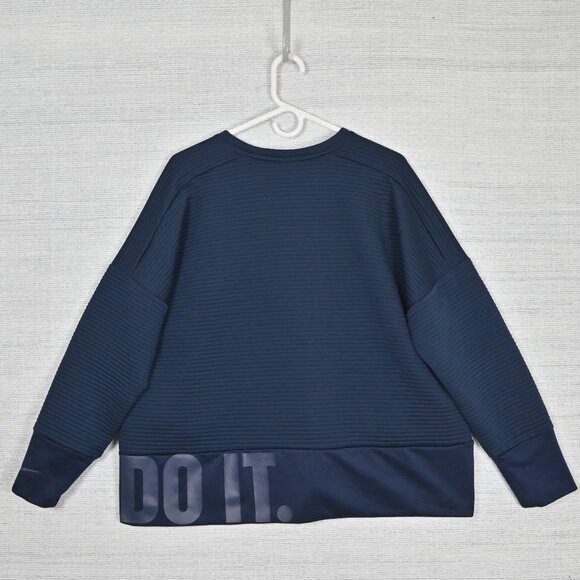 Nike Dri-Fit Just Do It Big Logo Activewear Athletic Navy Blue Sweatshirt Sz XL - Picture 4 of 16